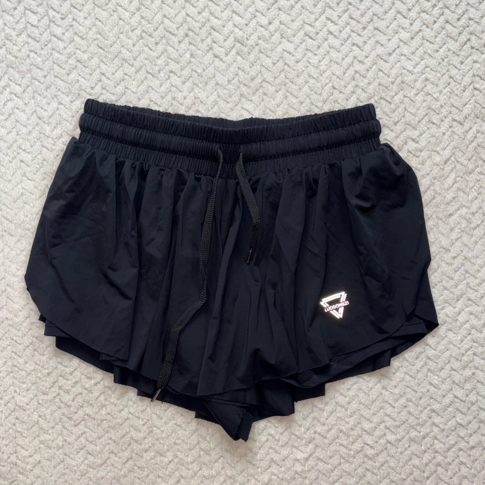Black flowy athletic shorts